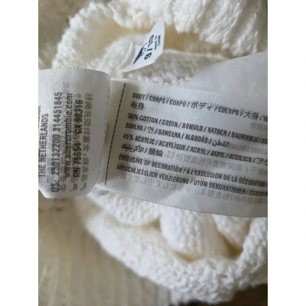 Abercrombie Kids‎ Girls 9/10 White Open Knit Button Front Cardigan Long Sleeve